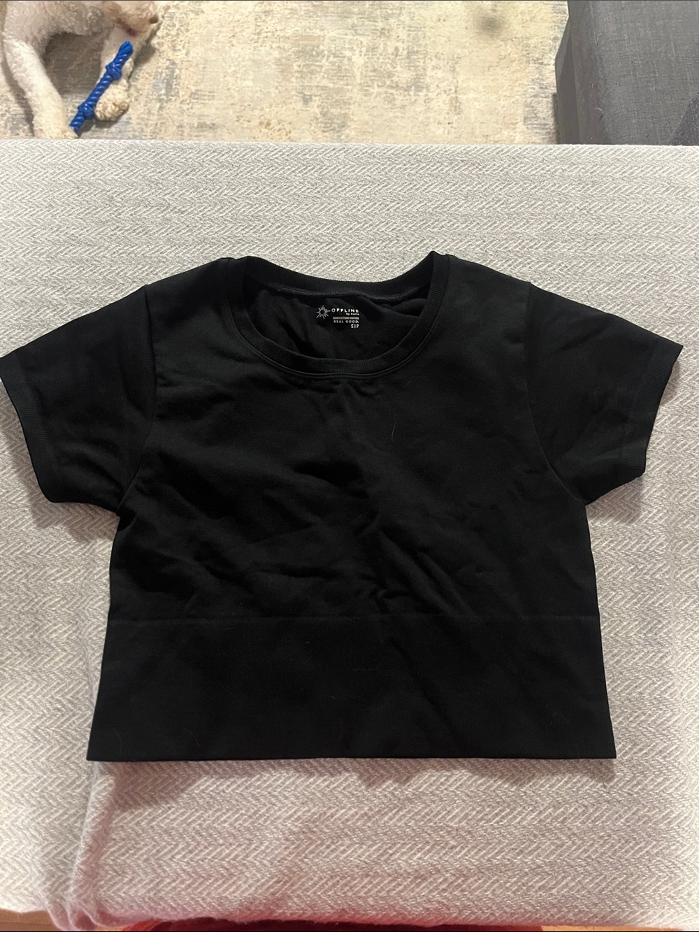 aerie Black Short Sleeve Crew Crop Tee